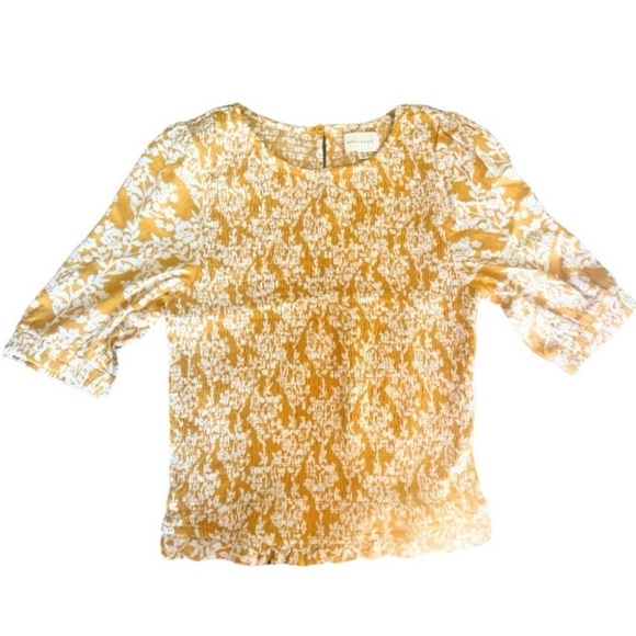 Melloday Cropped Floral Blouse Yellow and White - Picture 5 of 8